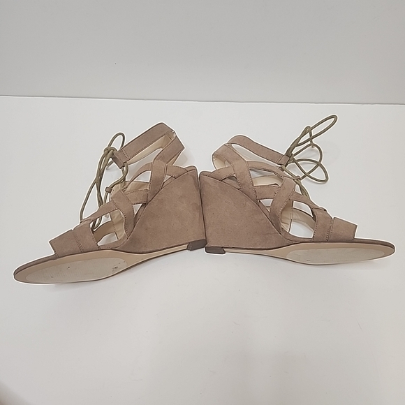 Nine West Women's Tan Beige Pasa Suede Lace Up Wedge Sandals Size 9 - Picture 14 of 16